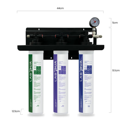 Lab Pua Triple Header Series Sediment With Full Carbon Block with Membrane/ Sediment&Gac/ Carbon Block & Polyphosphate - WATER FILTER DISTRIBUTORS