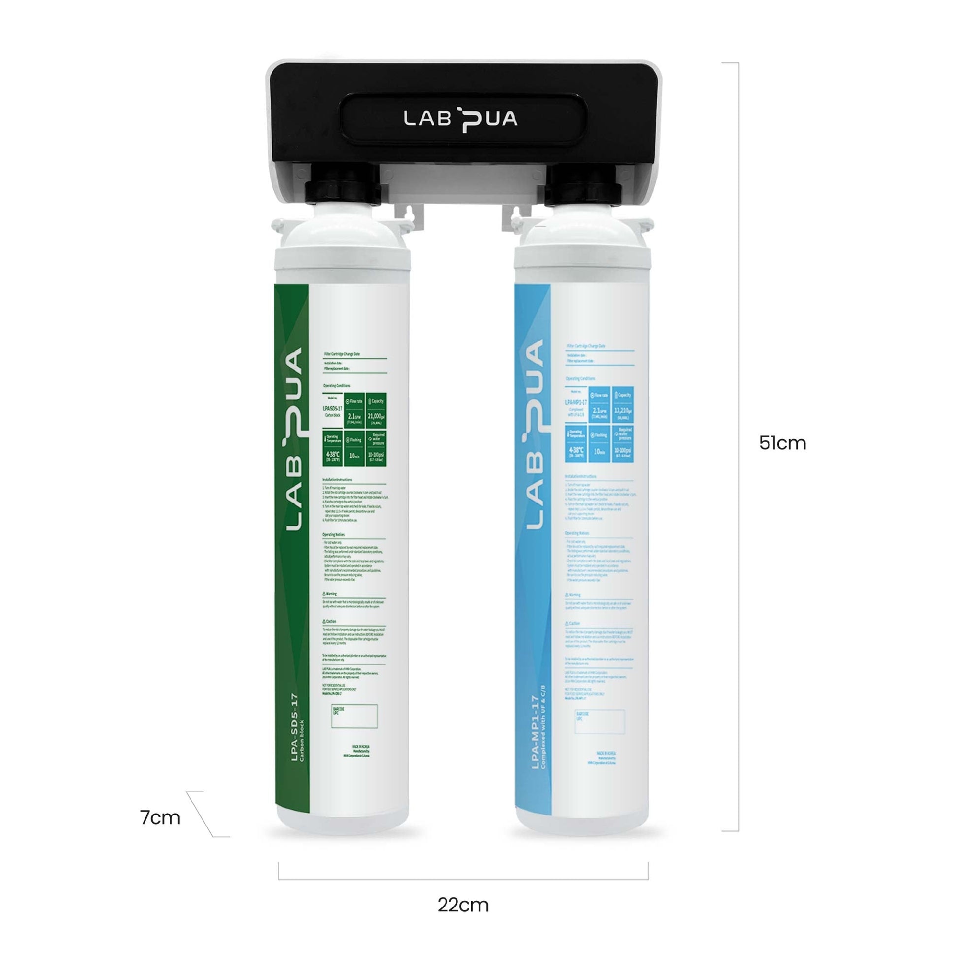 Lab Pua Triple Header Series Sediment With Membrane/ Sediment&Gac/ Carbon Block Total 4 Stage - WATER FILTER DISTRIBUTORS