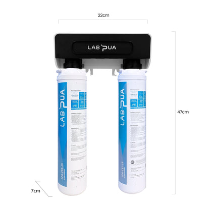 Lab Pua Twin Header Series 5um Carbon Block with 1um Scale Inhibitor 15"L - WATER FILTER DISTRIBUTORS