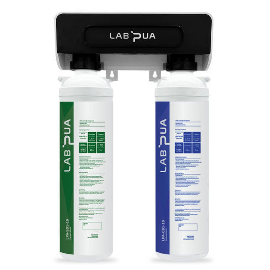 Lab Pua Twin Header Series Sediment with 1Micron Full Carbon Block with Sediment - WATER FILTER DISTRIBUTORS