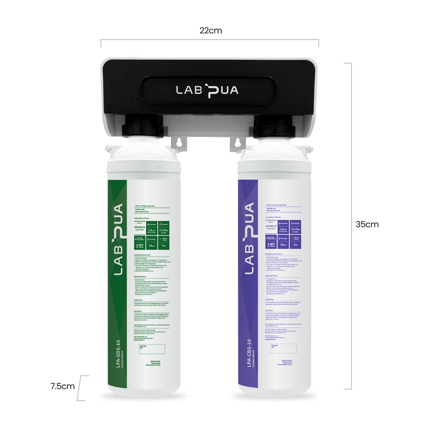 Lab Pua Twin Header Series Sediment With Full Carbon Block - WATER FILTER DISTRIBUTORS