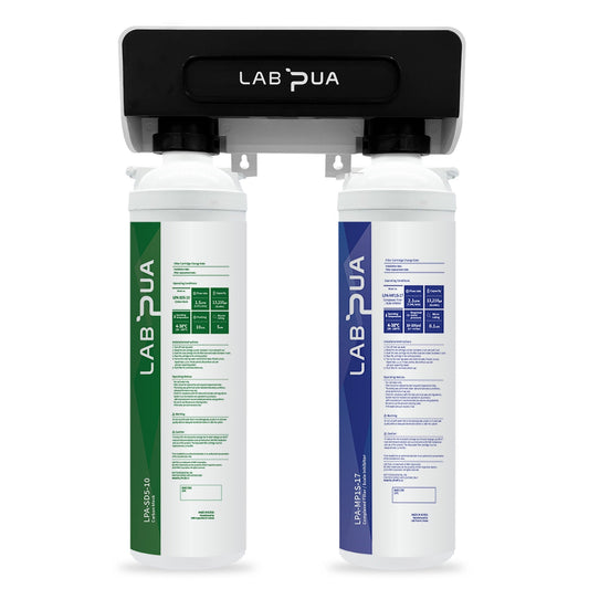Lab Pua Twin Header Series Sediment with Full Carbon Block with Membrane/ Sediment&Gac/ Carbon Block & Polyphosphate - WATER FILTER DISTRIBUTORS