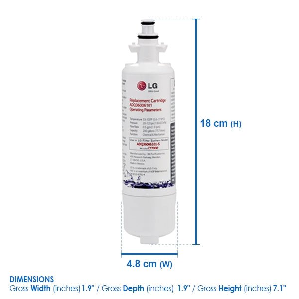 LG ADQ360061 ADQ36006121 LT700P Fridge Filter Original LG product - WATER FILTER DISTRIBUTORS