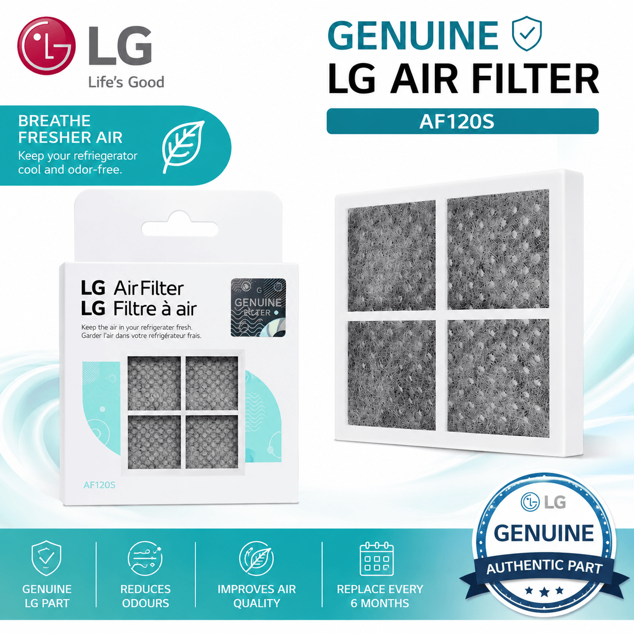 LG GENUINE LT120F Air Purifying Fresh Replacement Air Filter ADQ73853822 ADQ73334010 - WATER FILTER DISTRIBUTORS