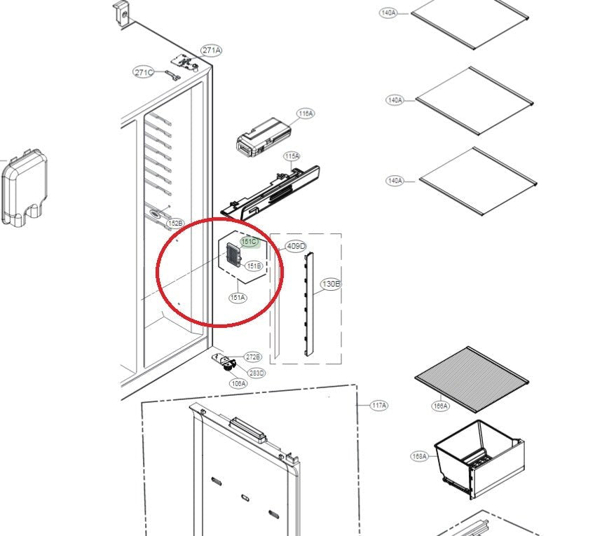 LG GENUINE REFRIGERATOR PART MCS62101801 DEODORIZER - WATER FILTER DISTRIBUTORS