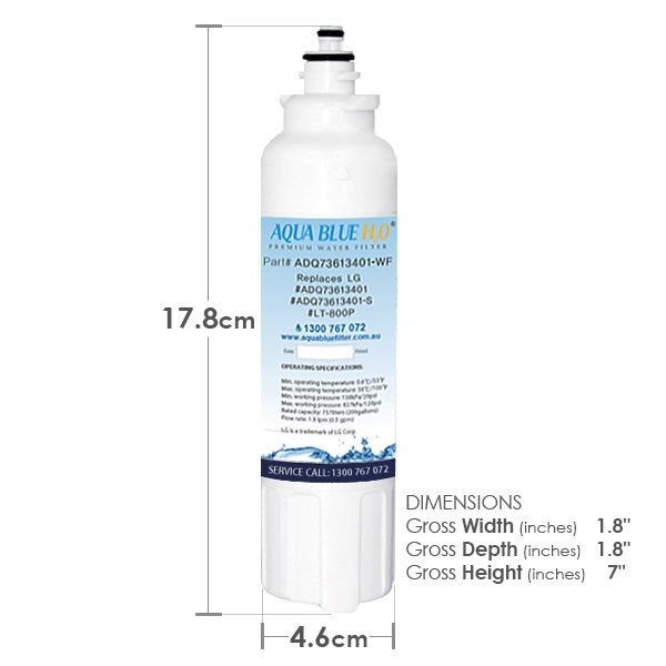 LG Replacement ADQ73613401, LT800P Fridge Filter by Aqua Blue H2O - WATER FILTER DISTRIBUTORS