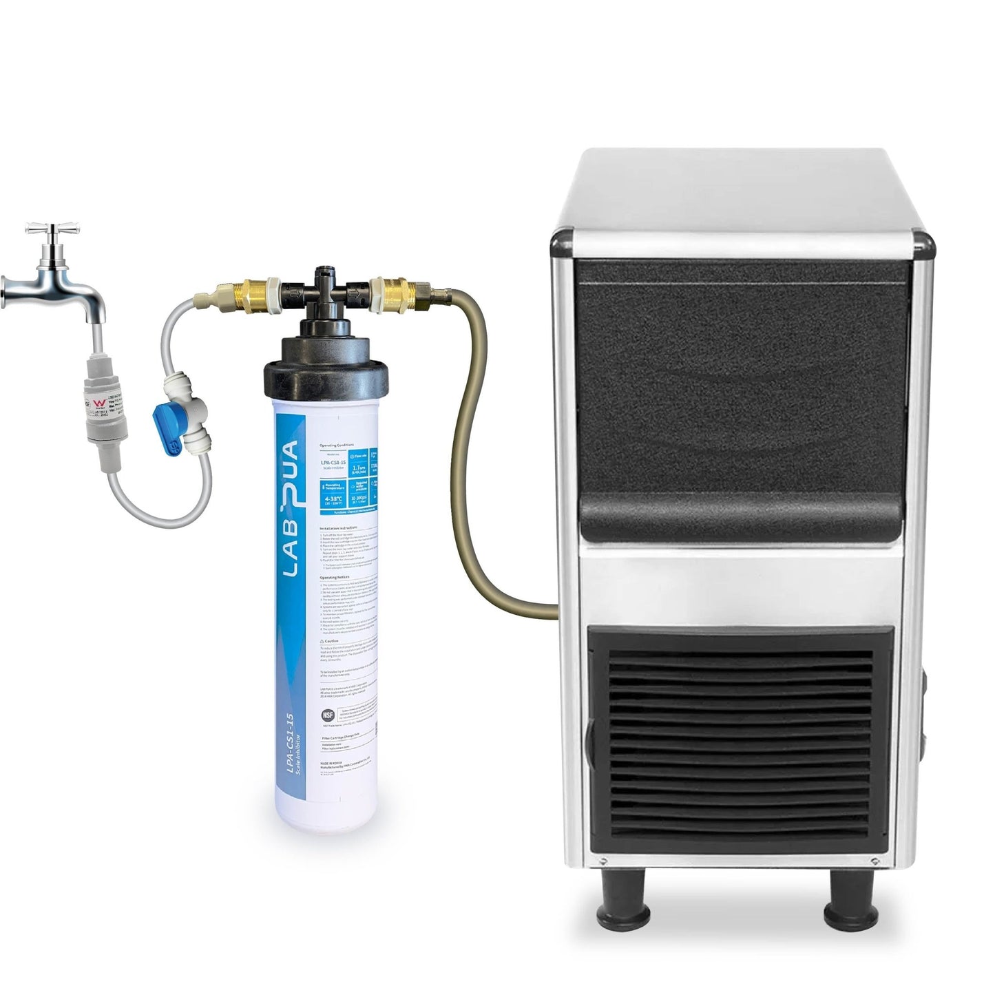 LPA CS1 15, 1mic carbon block with scale inhibitor+Blizzard Icemakers SN - 25C Underbench Bullet Ice Maker 25Kg - WATER FILTER DISTRIBUTORS