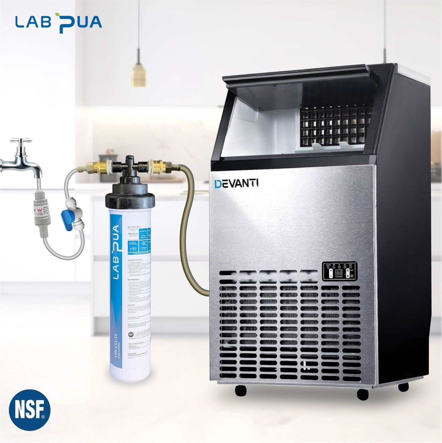 LPA CS1 15, 1mic carbon block with scale inhibitor+Devanti 45kg - 60kg Ice Maker - WATER FILTER DISTRIBUTORS