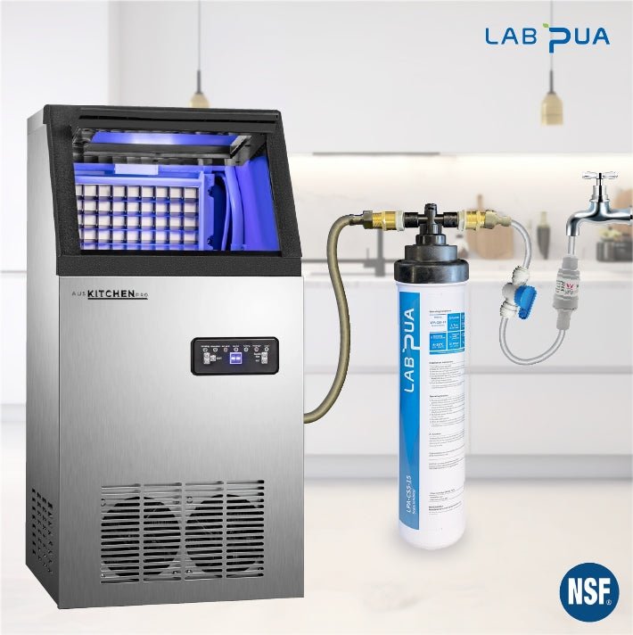 LPA CS5 15, 5mic carbon block with scale inhibitor+Aus kitchen pro Ice Maker 60KG - Stainless Steel Ice Machine - WATER FILTER DISTRIBUTORS