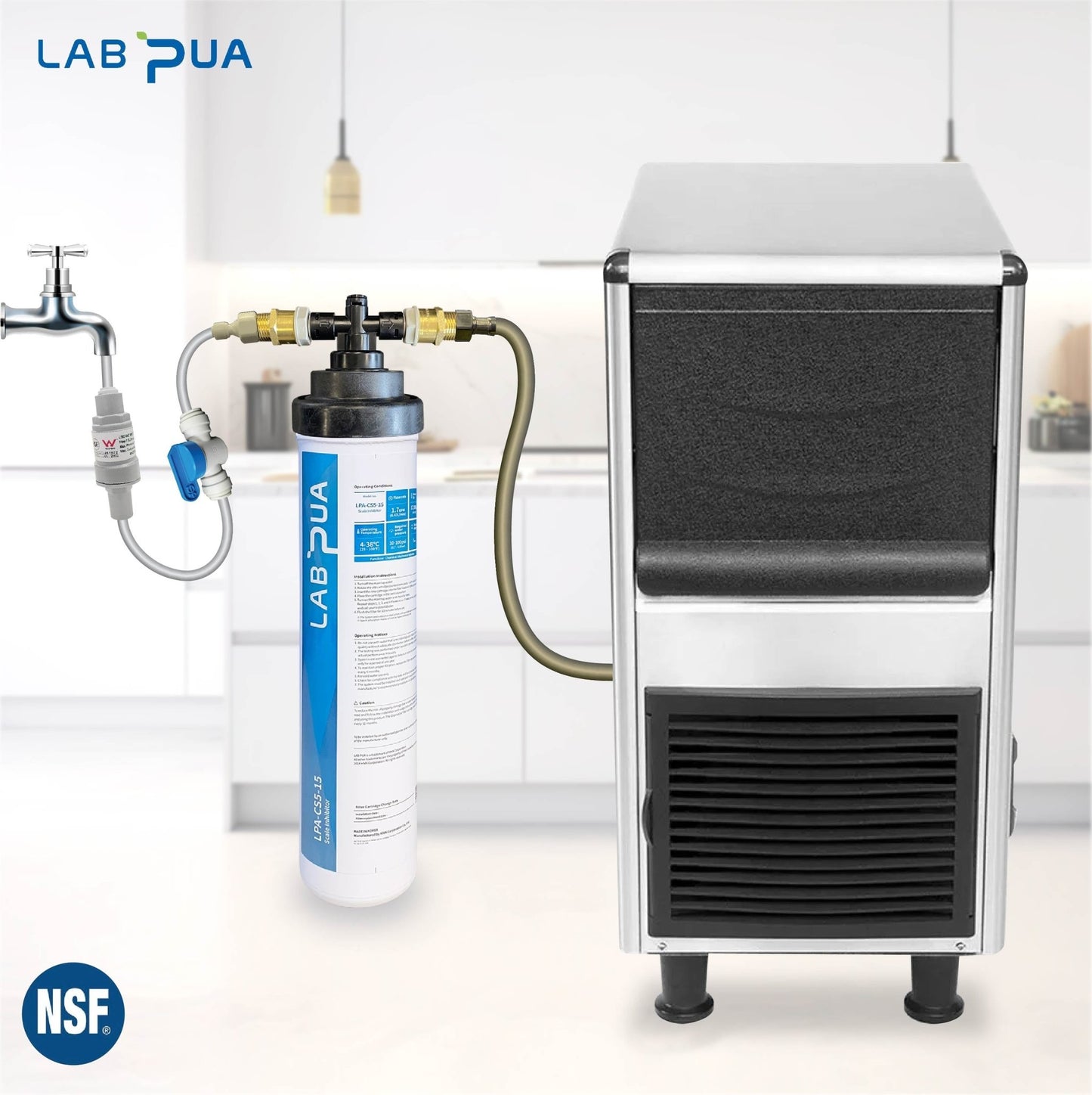 LPA CS5 15, 5mic carbon block with scale inhibitor+Blizzard Icemakers SN - 25C Underbench Bullet Ice Maker 25Kg - WATER FILTER DISTRIBUTORS