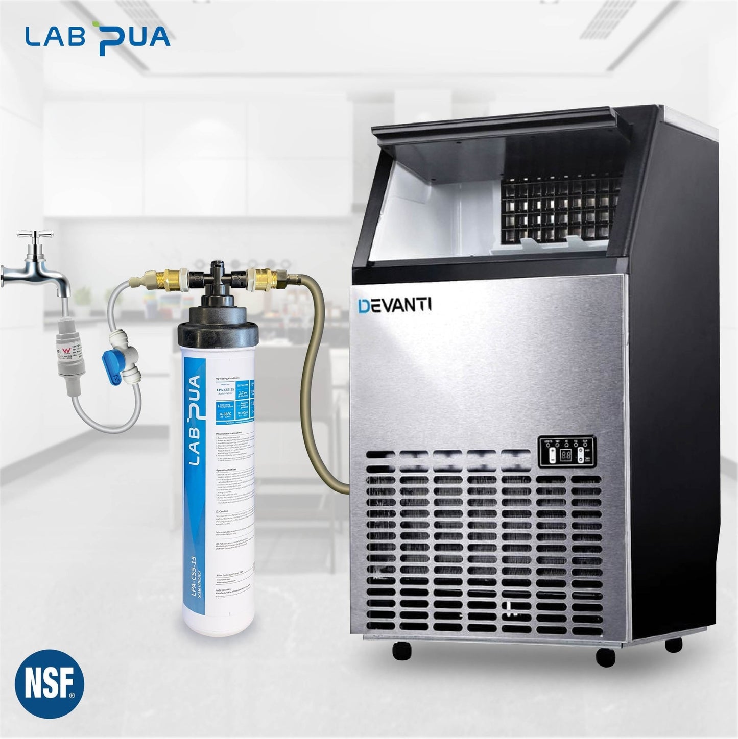 LPA CS5 15, 5mic carbon block with scale inhibitor+Devanti 45kg - 60kg Ice Maker - WATER FILTER DISTRIBUTORS