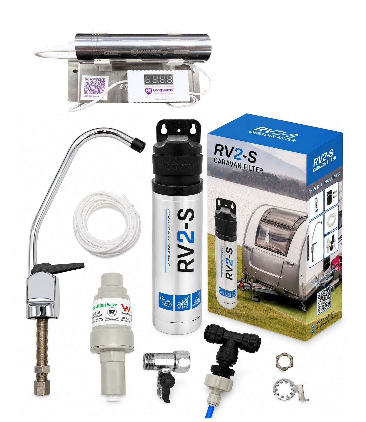 Mobile Water Filter System AB Caravan + Dedicated faucet Set + UVG LEDH-4 - WATER FILTER DISTRIBUTORS
