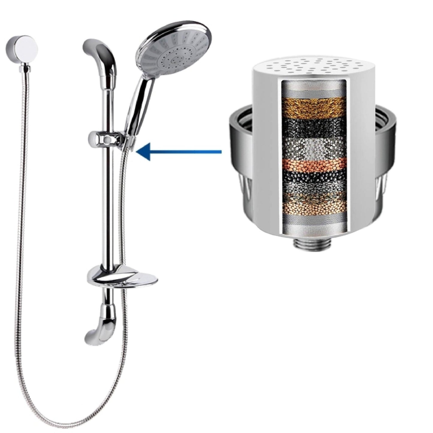 Mondella wels 3 Star Premium Function Rail Handset with hose&header and wall bracket Set SF650 - WATER FILTER DISTRIBUTORS