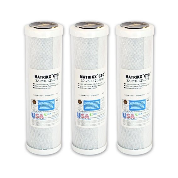 New model Matrikx + CTO/2 Coconut Water Filter 5 Micron 10" 32 - 250 - 10 - MATRIKX now with Chloramine reduction - WATER FILTER DISTRIBUTORS