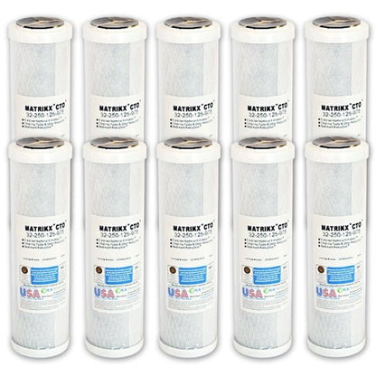 New model Matrikx + CTO/2 Coconut Water Filter 5 Micron 10" 32 - 250 - 10 - MATRIKX now with Chloramine reduction - WATER FILTER DISTRIBUTORS