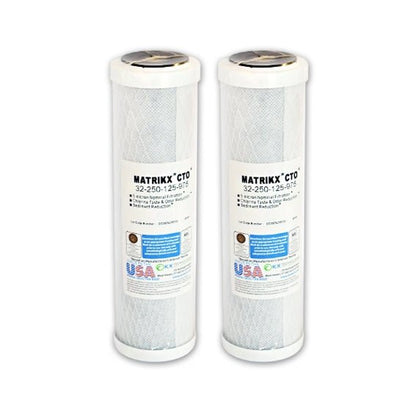 New model Matrikx + CTO/2 Coconut Water Filter 5 Micron 10" 32 - 250 - 10 - MATRIKX now with Chloramine reduction - WATER FILTER DISTRIBUTORS
