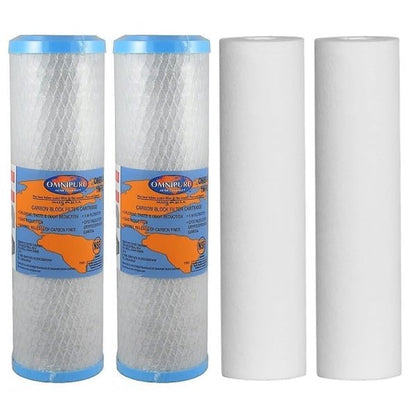 Omnipure Carbon Block Filter OMB934 1 Mic with Sediment Cartridge 2.5"x10" 10 Mic - WATER FILTER DISTRIBUTORS