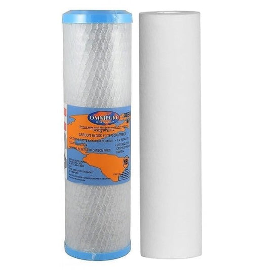 Omnipure Carbon Block Filter OMB934 1 Mic with Sediment Cartridge 2.5"x10" 10 Mic - WATER FILTER DISTRIBUTORS