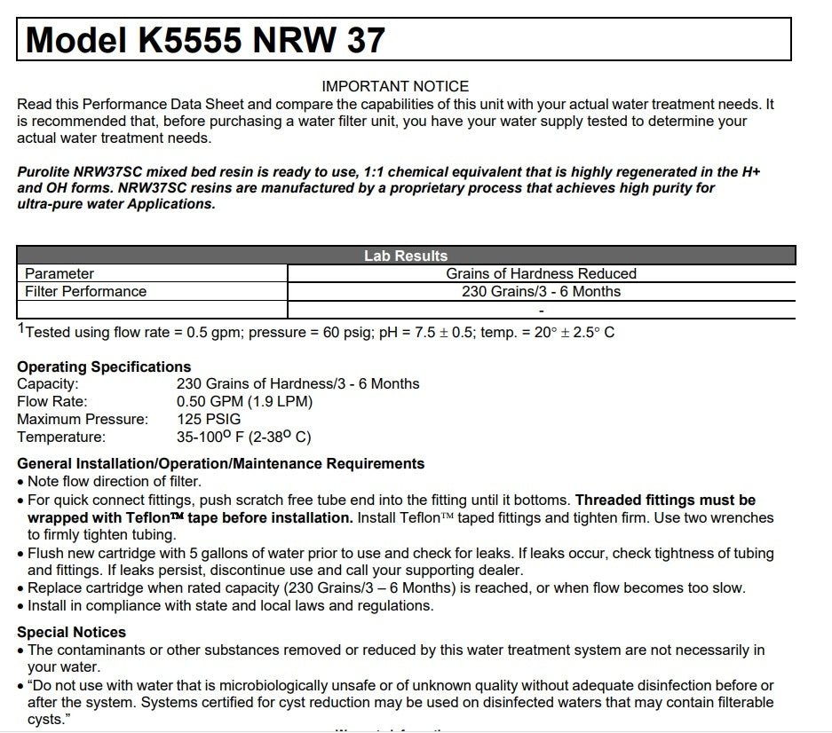 Omnipure K series K5555 JJ DI Ion Exchange Mixed Resin - WATER FILTER DISTRIBUTORS