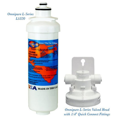 Omnipure L - Series Valved Head with 1/4" Quick Connect Fittings - WATER FILTER DISTRIBUTORS