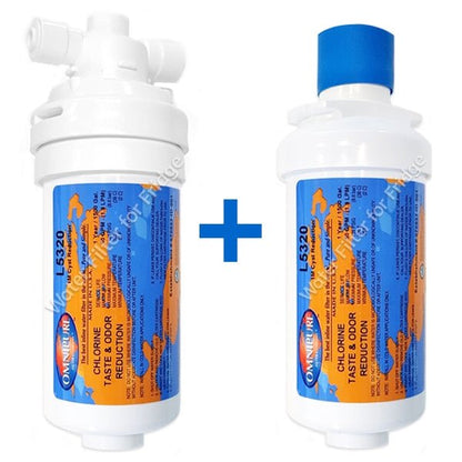 Omnipure L5320 Water Filter RV 6" + Valved Head 1/4" Quick Fit - WATER FILTER DISTRIBUTORS