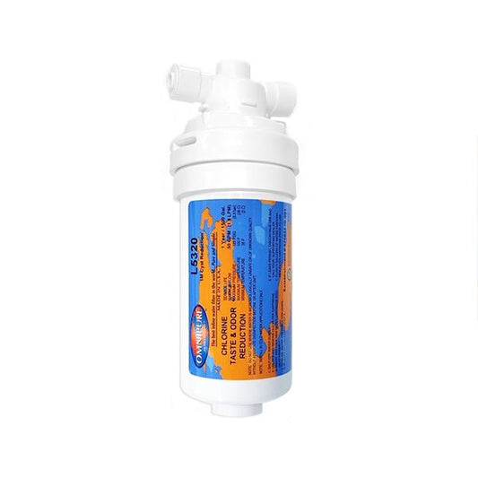 Omnipure L5320 Water Filter RV 6" + Valved Head 1/4" Quick Fit - WATER FILTER DISTRIBUTORS