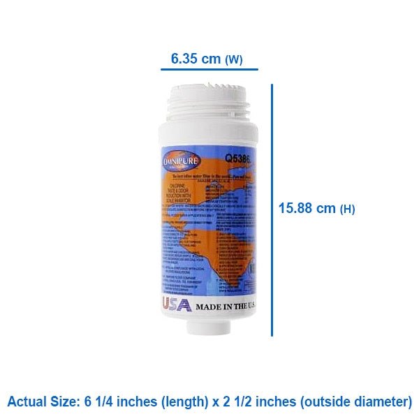 Omnipure Q Series filter 2.5 X 6" granular activated carbon with polyphosphate - WATER FILTER DISTRIBUTORS