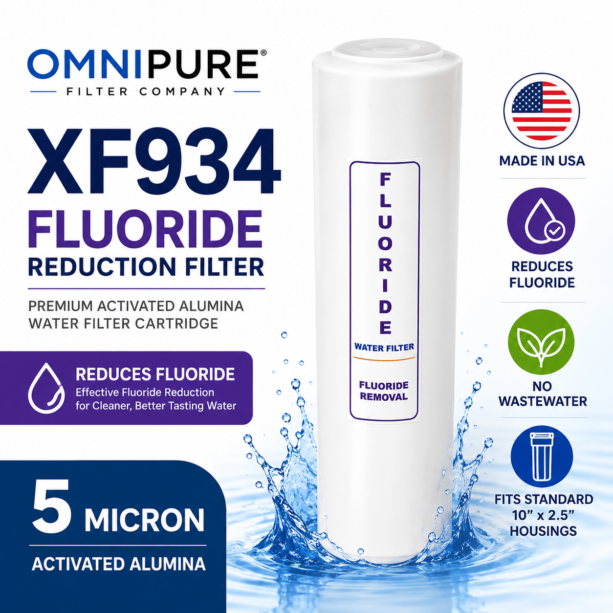 Omnipure XF934 Fluoride Water Filter Replacement 5 Micron for Under Sink & Countertop Systems - WATER FILTER DISTRIBUTORS