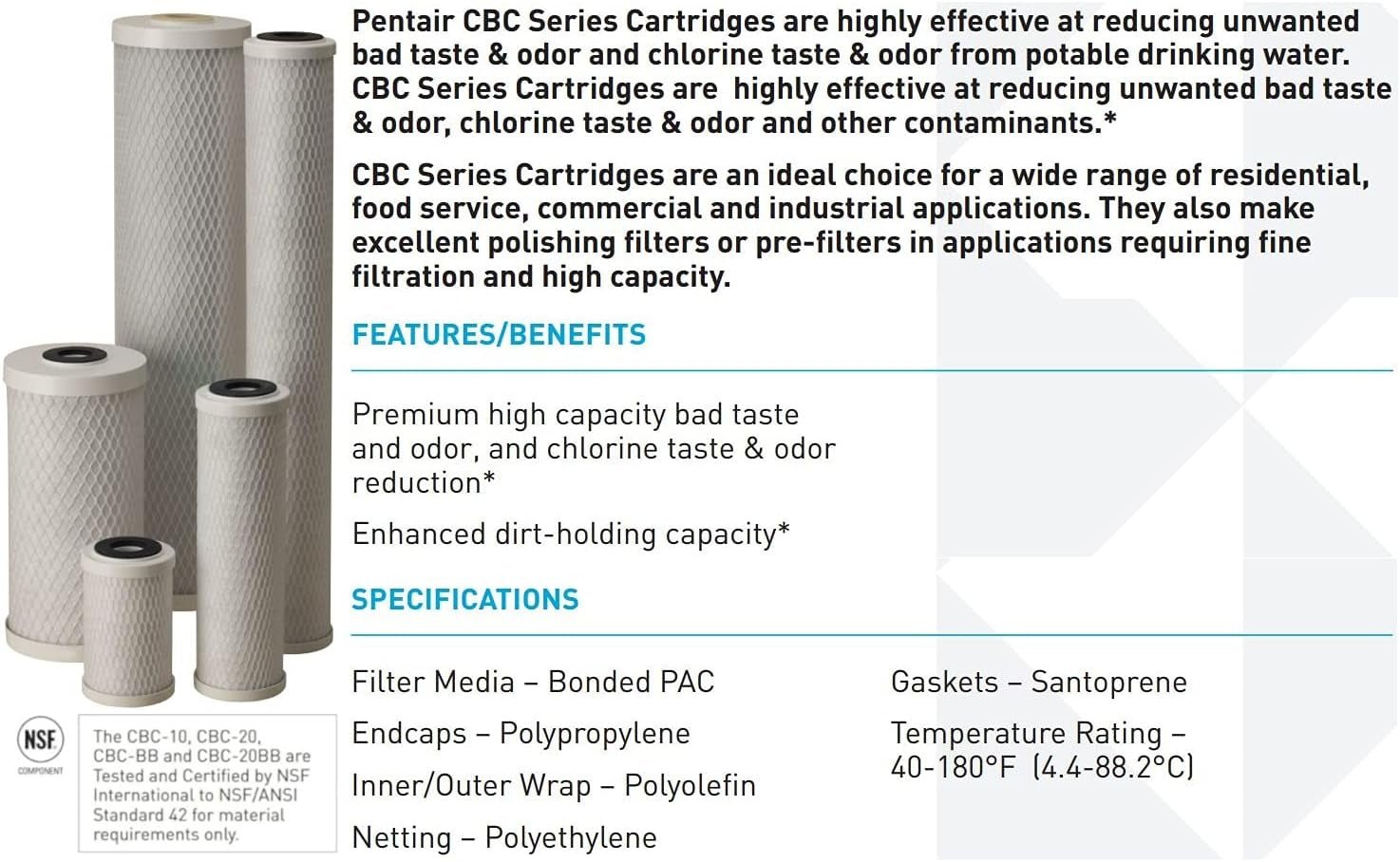 Pentek CBC - 10 Giardia Cyst Reduction Water Filter 0.5 Micron - WATER FILTER DISTRIBUTORS