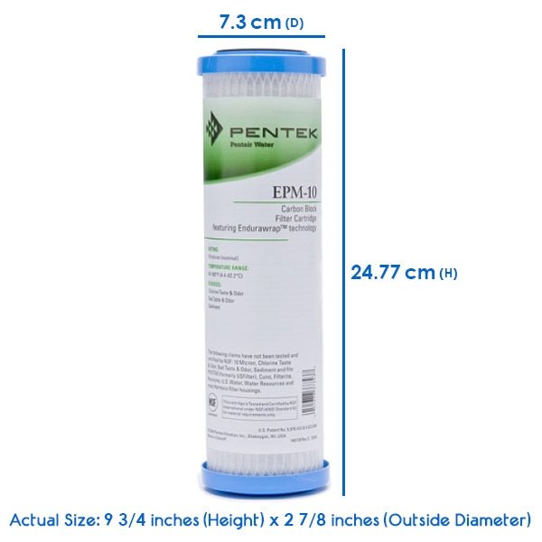 Pentek EPM - 10 Carbon Block Filter Cartridge 9 - 3/4" x 2 - 7/8" 10 Mic - WATER FILTER DISTRIBUTORS