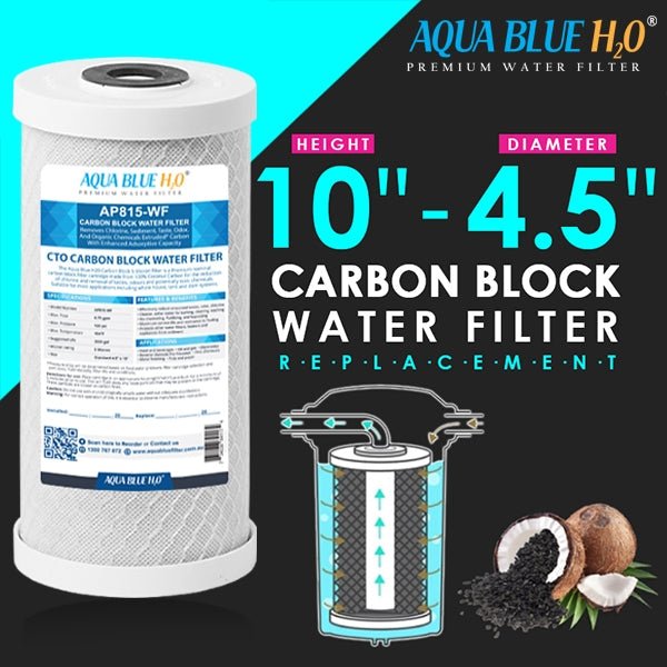 Premium Big Blue Carbon Block Filter with Pleated Washable Sediment 10x4.5 - WATER FILTER DISTRIBUTORS