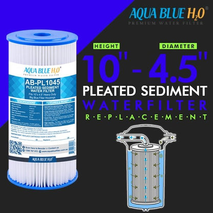 Premium Big Blue Carbon Block Filter with Pleated Washable Sediment 10x4.5 - WATER FILTER DISTRIBUTORS