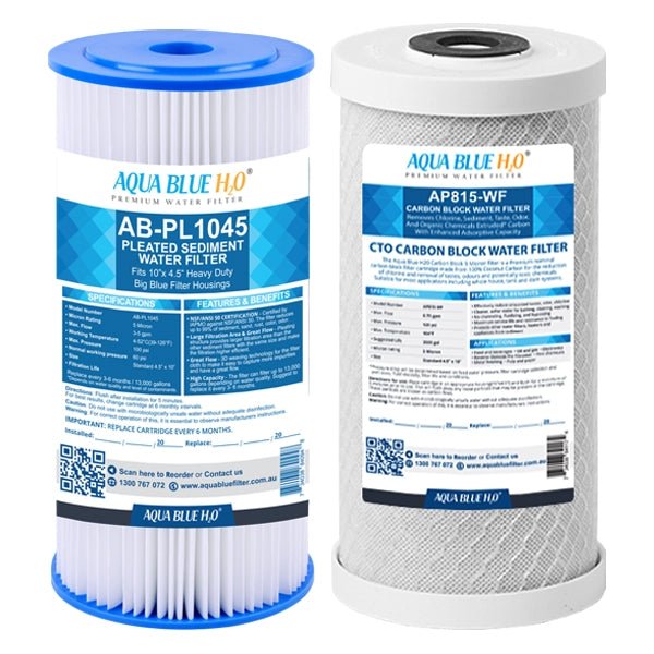 Premium Big Blue Carbon Block Filter with Pleated Washable Sediment 10x4.5 - WATER FILTER DISTRIBUTORS