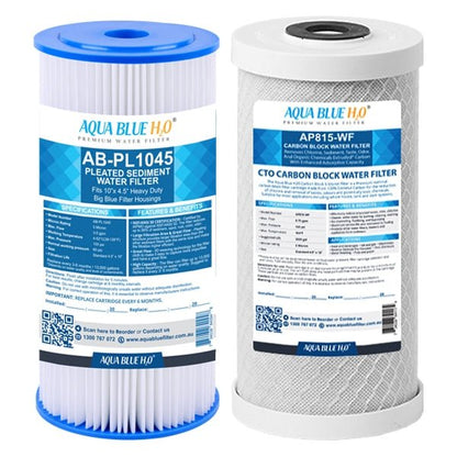 Premium Big Blue Carbon Block Filter with Pleated Washable Sediment 10x4.5 - WATER FILTER DISTRIBUTORS