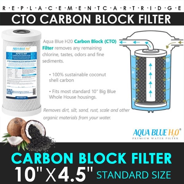 Premium Big Blue Carbon Block Filter with Pleated Washable Sediment 10x4.5 - WATER FILTER DISTRIBUTORS
