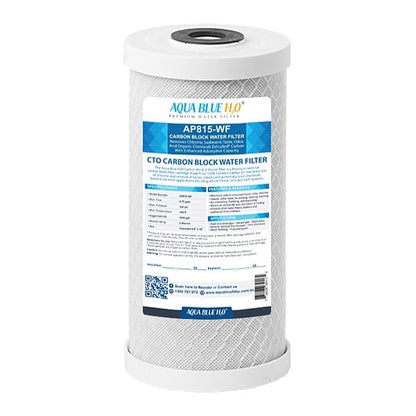Premium Big Blue Carbon Block Filter with Pleated Washable Sediment 10x4.5 - WATER FILTER DISTRIBUTORS