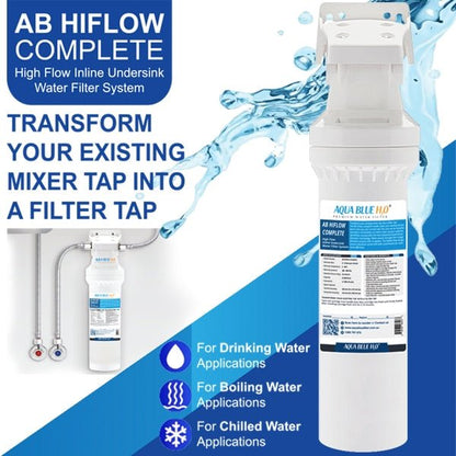 Puremix X6 compatible Aqua Blue H20 ABHIFLOW Inline High Flow Water Filter System - WATER FILTER DISTRIBUTORS