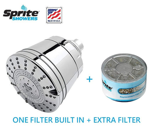 Sprite Shower Filters | Filtered Shower Head AE7 & Slim Line Cartridge SLC | Made in USA - WATER FILTER DISTRIBUTORS