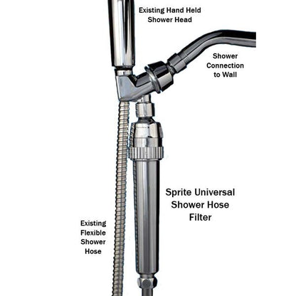 Sprite USA Universal Slim line Shower Hose Water Filter Chrome - WATER FILTER DISTRIBUTORS