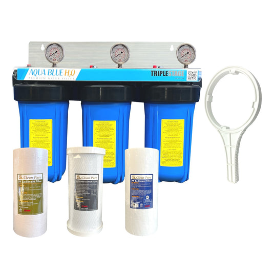 Triple Whole House Rainwater tank Water System with whole Kit 10X 4.5 - WATER FILTER DISTRIBUTORS