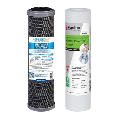 Twin Caravan & RV Water Filter System with Sediment & Silver Carbon Block Filter - WATER FILTER DISTRIBUTORS