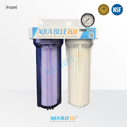 Twin Under Sink Housing Upgrade Kit Only 10" with Faucet and Hose Kit - WATER FILTER DISTRIBUTORS