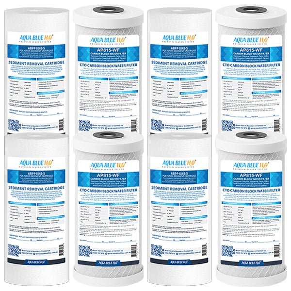 Twin Whole House Replacement Water Filter Set Polyspun + CTO 10"X4.5" - WATER FILTER DISTRIBUTORS