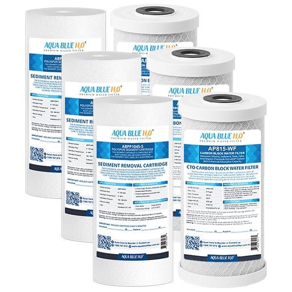 Twin Whole House Replacement Water Filter Set Polyspun + CTO 10"X4.5" - WATER FILTER DISTRIBUTORS