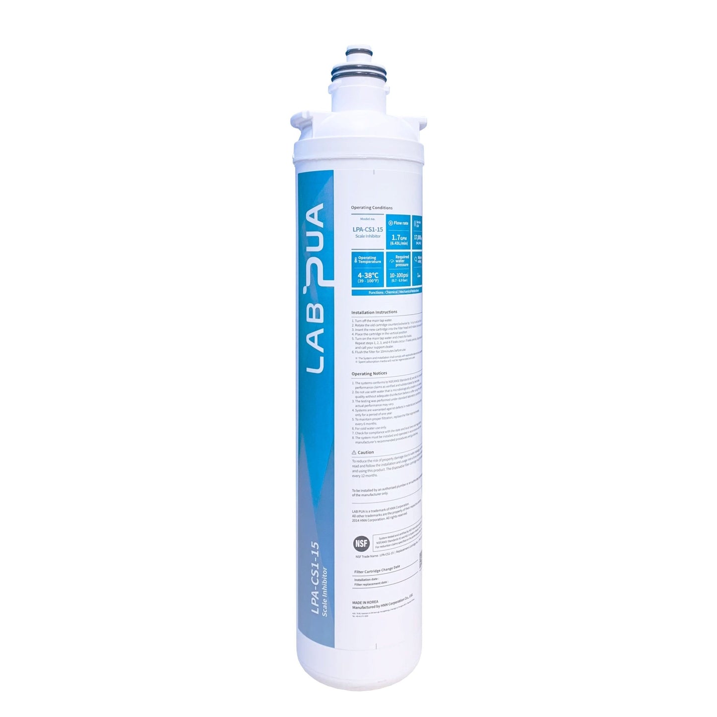 Under sink In line Water filter Kit - LAB PUA LPA - CS1 - 15 HIFLOW filter system - WATER FILTER DISTRIBUTORS