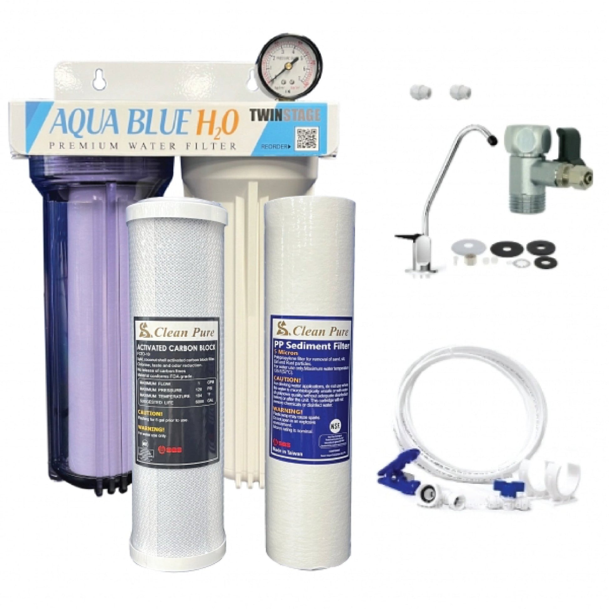 Under Sink Twin Water filter system Ready to installed - nano silver filter - WATER FILTER DISTRIBUTORS