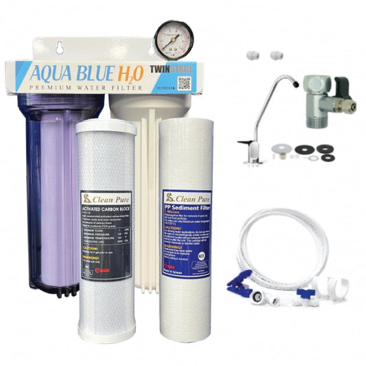 Under Sink Twin Water filter system Ready to installed - nano silver filter - WATER FILTER DISTRIBUTORS