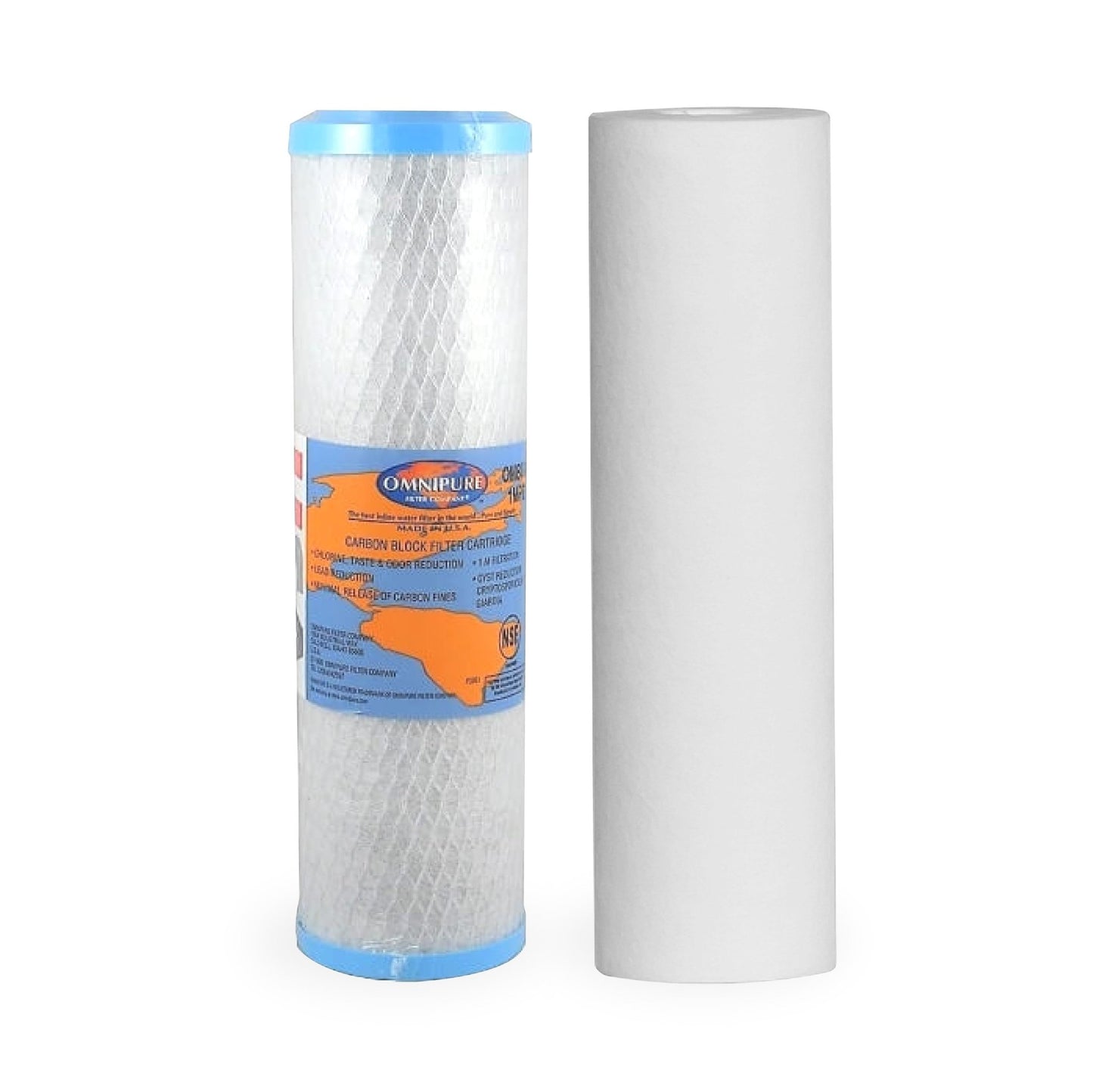 Undersink Twin Water Filter Replacement Omnipure Carbon Block 1 MIC /sediment filter standard size - WATER FILTER DISTRIBUTORS