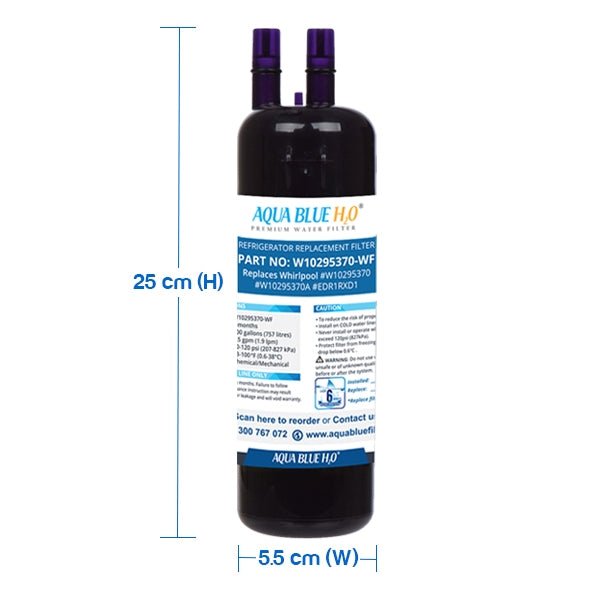 Whirlpool W10295370 EDR1RXD1 Fridge Filter Generic AQUA BLUE H20 - WATER FILTER DISTRIBUTORS