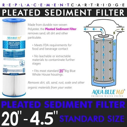 Whole House filter 20" x 4.5" TRIPLE Water System Stainless Steel Free Standing Option - WATER FILTER DISTRIBUTORS